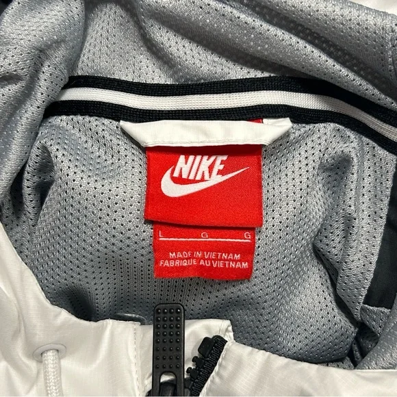 Nike Men's Sportswear Windbreaker Hooded Jacket White Black Grey Size Large - Picture 4 of 8